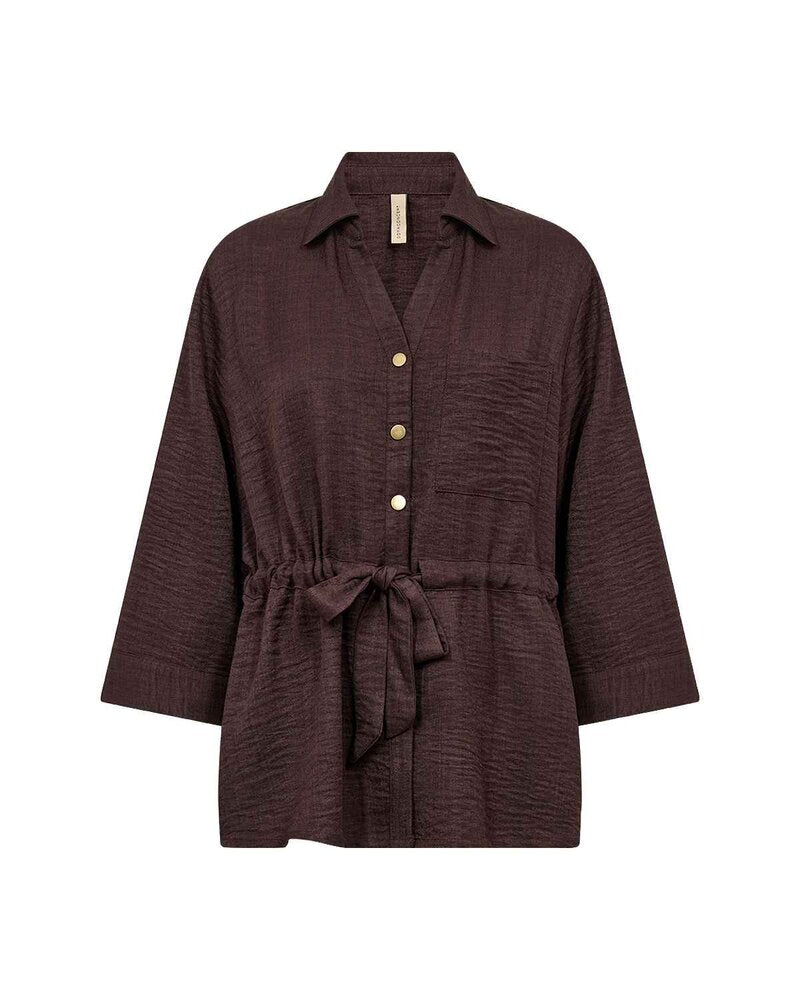 Charissa 6 Skjorta Med Knyt Dam Chocolate Plum | Smilebutiken - Soyaconcept