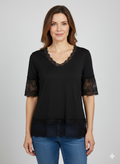 Chica London Blake Kortärmad Topp med Spets Dam Black CARAMELLE FASHION
