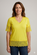 Chica London Blake Kortärmad Topp med Spets Dam Yellow CARAMELLE FASHION