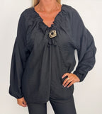Chica London Corey Women's Buckle Blouse Black CARAMELLE FASHION