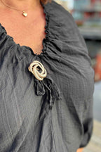 Chica London Corey Women's Buckle Blouse Black CARAMELLE FASHION
