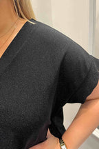 Chica London Fideli V-ringad Glittertopp Dam Black CARAMELLE FASHION