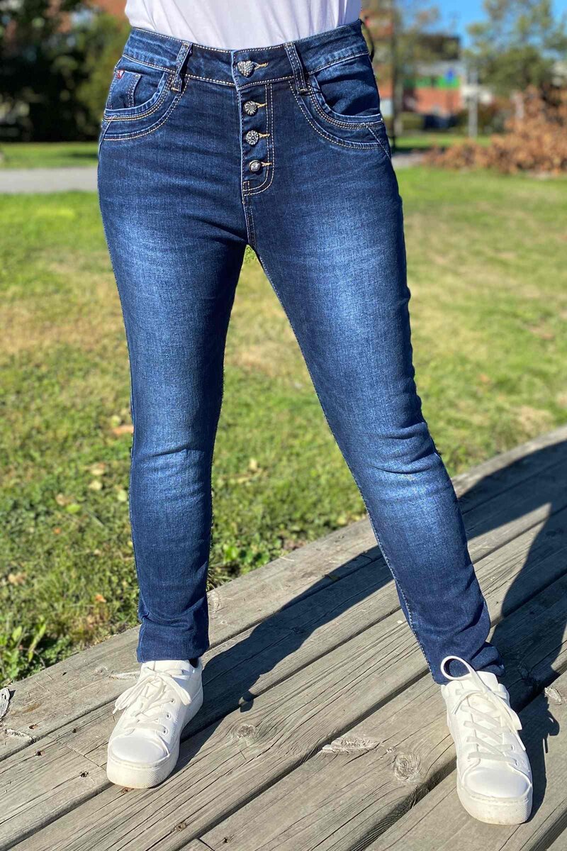 Chica London Franka Jeans with Bling Buttons Women Blue Caramelle Fashion