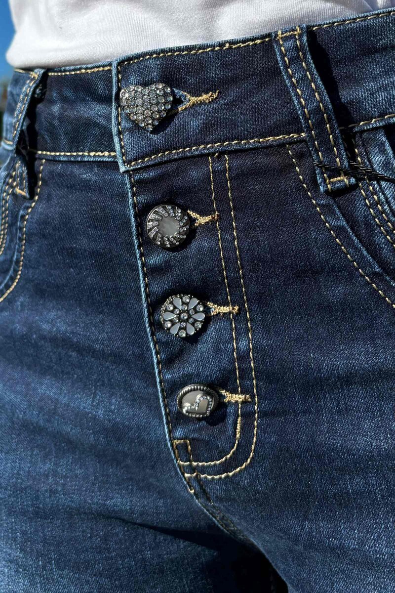 Chica London Franka Jeans with Bling Buttons Women Blue Caramelle Fashion