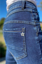 Franka Jeans med Blingknappar Dam Blue | Smilebutiken - Caramelle Fashion
