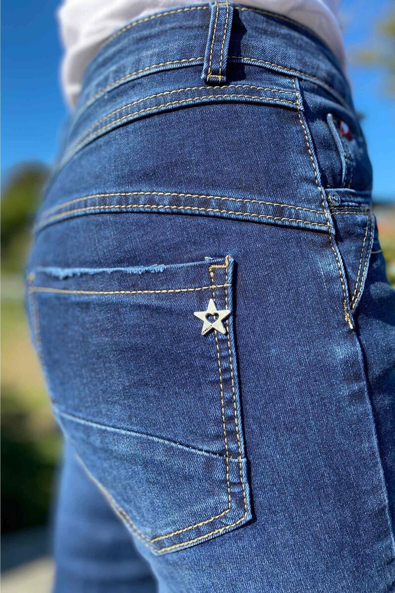 Franka Jeans med Blingknappar Dam Blue | Smilebutiken - Caramelle Fashion