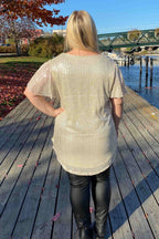Chica London Gabriella V-neck Sequin Top Women's Champagne Caramelle Fashion