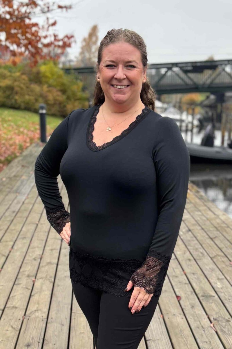 Chica London Gwynne Långärmad Topp med Spets Dam Black CARAMELLE FASHION