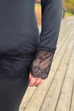 Chica London Gwynne Långärmad Topp med Spets Dam Black CARAMELLE FASHION