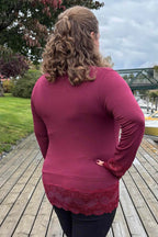 Chica London Gwynne Långärmad Topp med Spets Dam Bordo CARAMELLE FASHION
