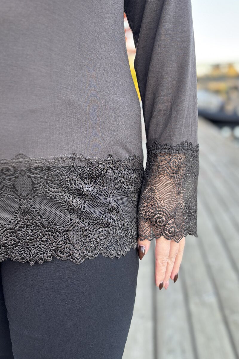 Chica London Gwynne Long-sleeved Lace Top Women Choco - Caramelle Fashion