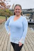Chica London Gwynne Långärmad Topp med Spets Dam Light Blue CARAMELLE FASHION