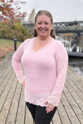 Chica London Gwynne Långärmad Topp med Spets Dam Pink CARAMELLE FASHION