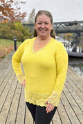 Chica London Gwynne Långärmad Topp med Spets Dam Yellow CARAMELLE FASHION