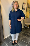 Chica London Eda Long Shirt Women Navy - Caramelle Fashion