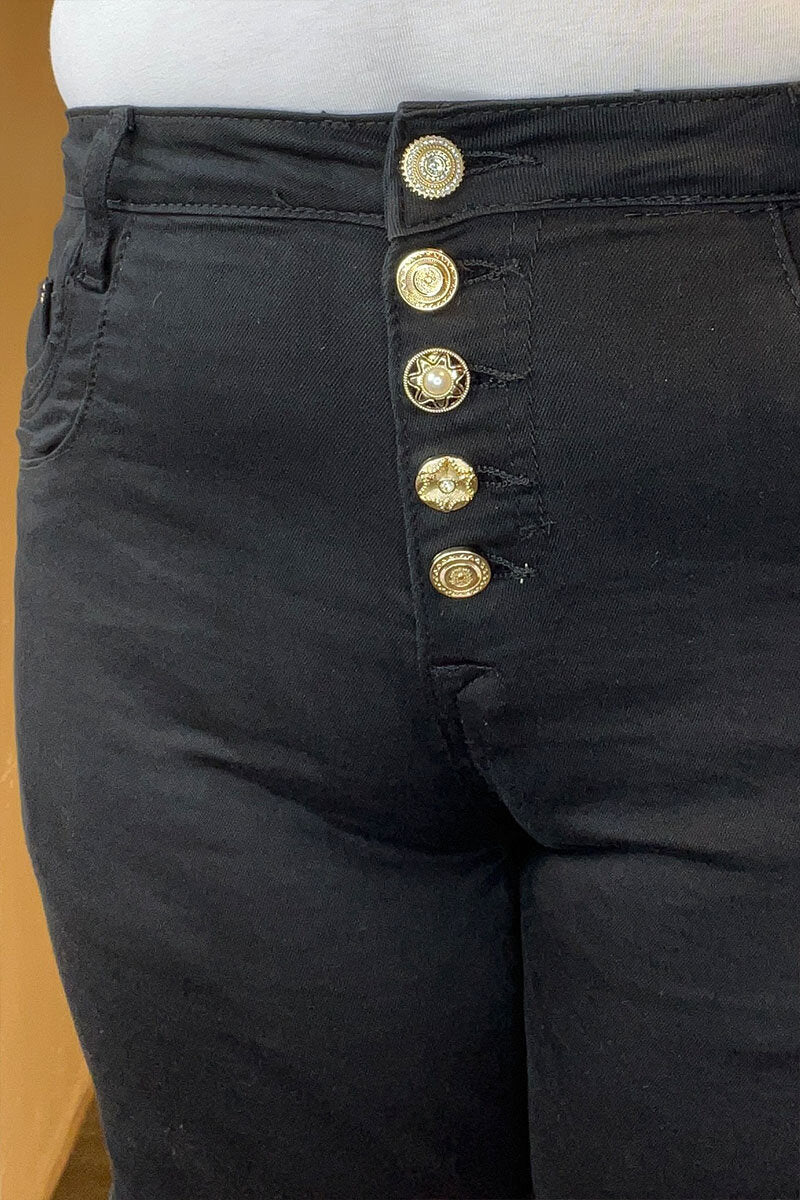 Chica London Mirella Shorts With Gold Bling Buttons Women Black Caramelle Fashion