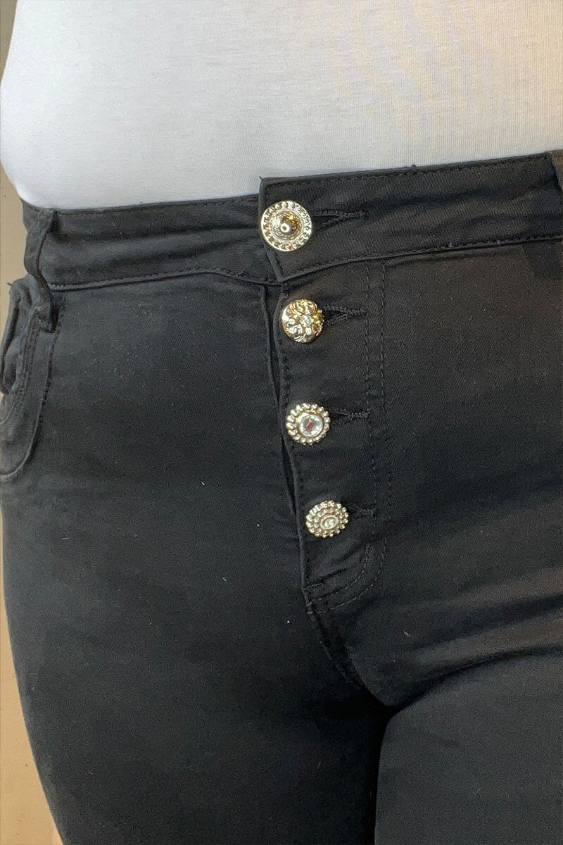 Chica London Naomi Capri With Bling Buttons Ladies Black Caramelle Fashion