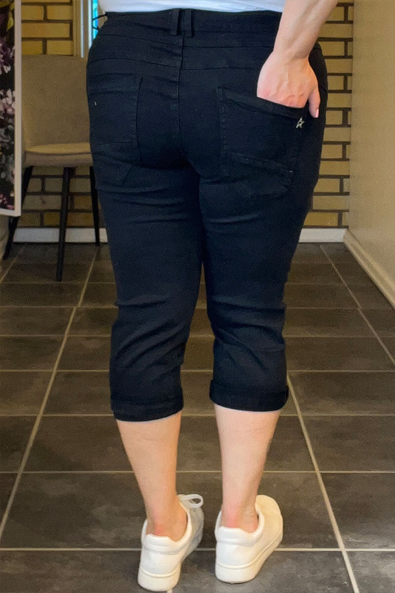 Chica London Naomi Capri With Bling Buttons Ladies Black Caramelle Fashion