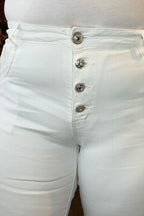 Chica London Naomi Capri With Bling Buttons Ladies White Caramelle Fashion