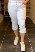 Chica London Naomi Capri With Bling Buttons Ladies White Caramelle Fashion