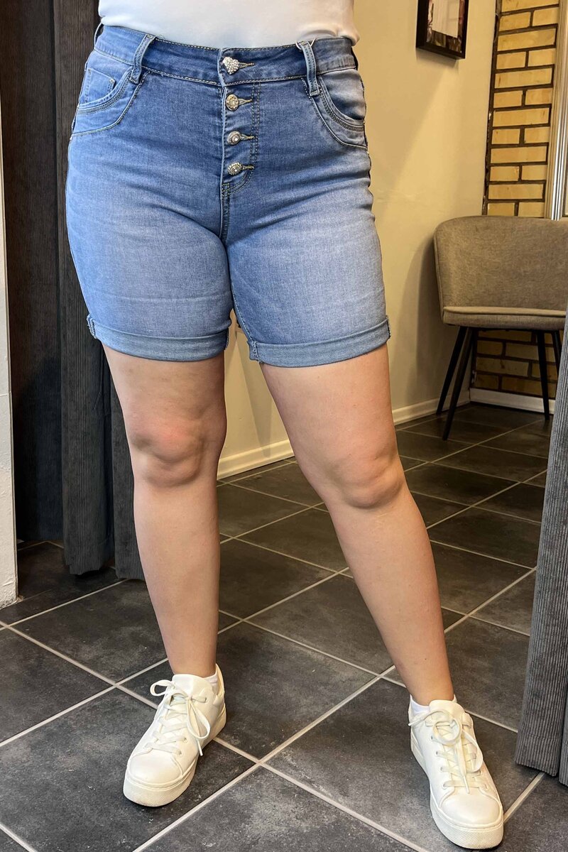 Chica London Shorts 1 Denim Bling Buttons Women Blue Caramelle Fashion