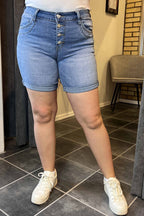 Chica London Shorts 1 Denim Bling Buttons Women Blue Caramelle Fashion