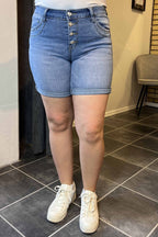 Chica London Shorts 1 Denim Bling Buttons Women Blue Caramelle Fashion