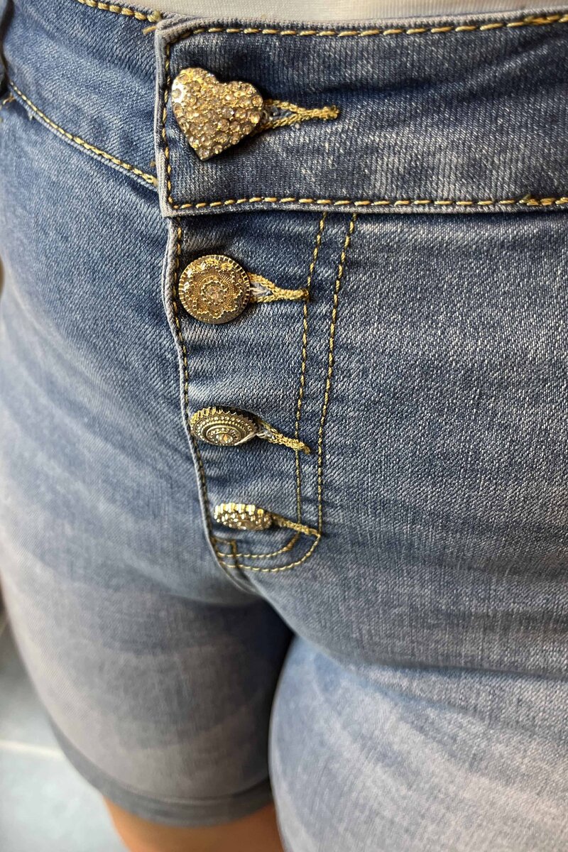 Chica London Shorts 1 Denim Bling Buttons Women Blue Caramelle Fashion