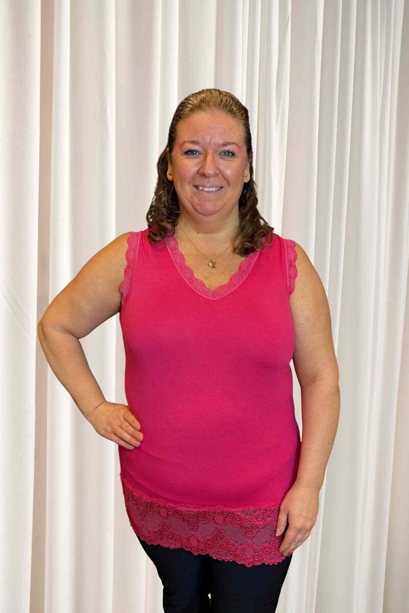 Chica London Willa Linne med Spets Dam Cerise CARAMELLE FASHION