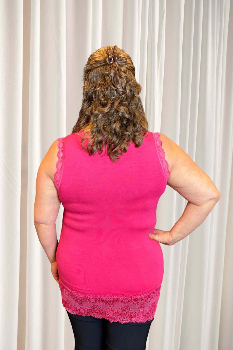 Chica London Willa Linne med Spets Dam Cerise CARAMELLE FASHION
