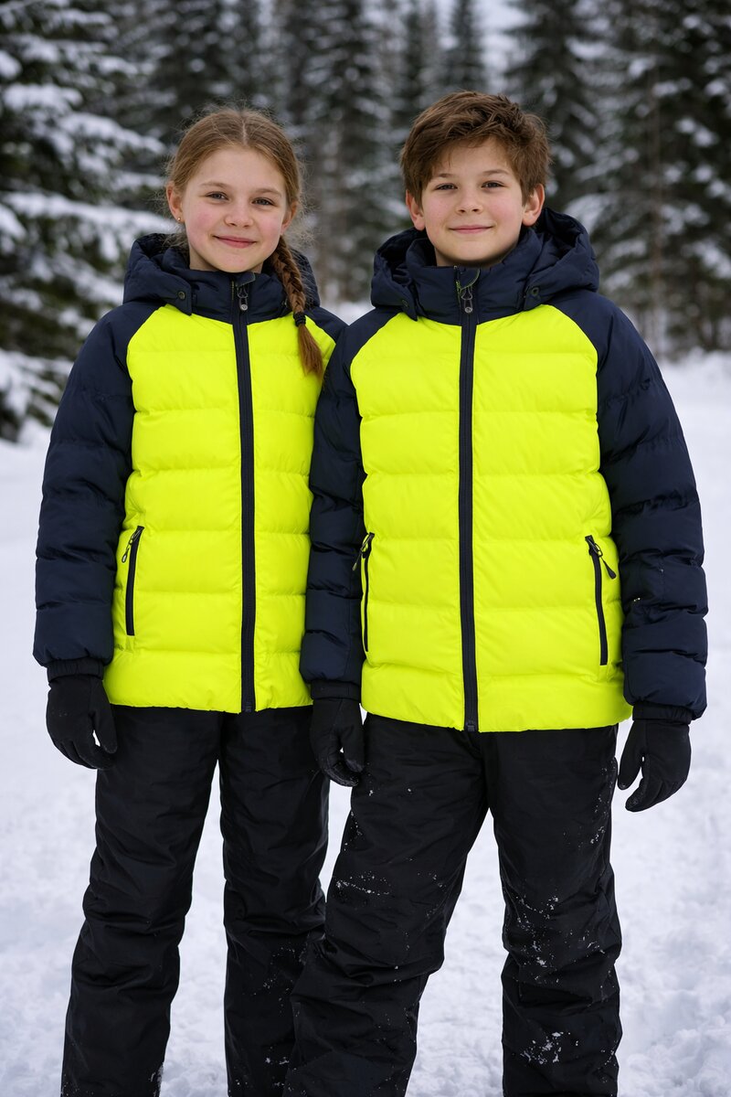Ski Jacket Quilted Winter Jacket Children Junior Sulphur Spring Color Kids