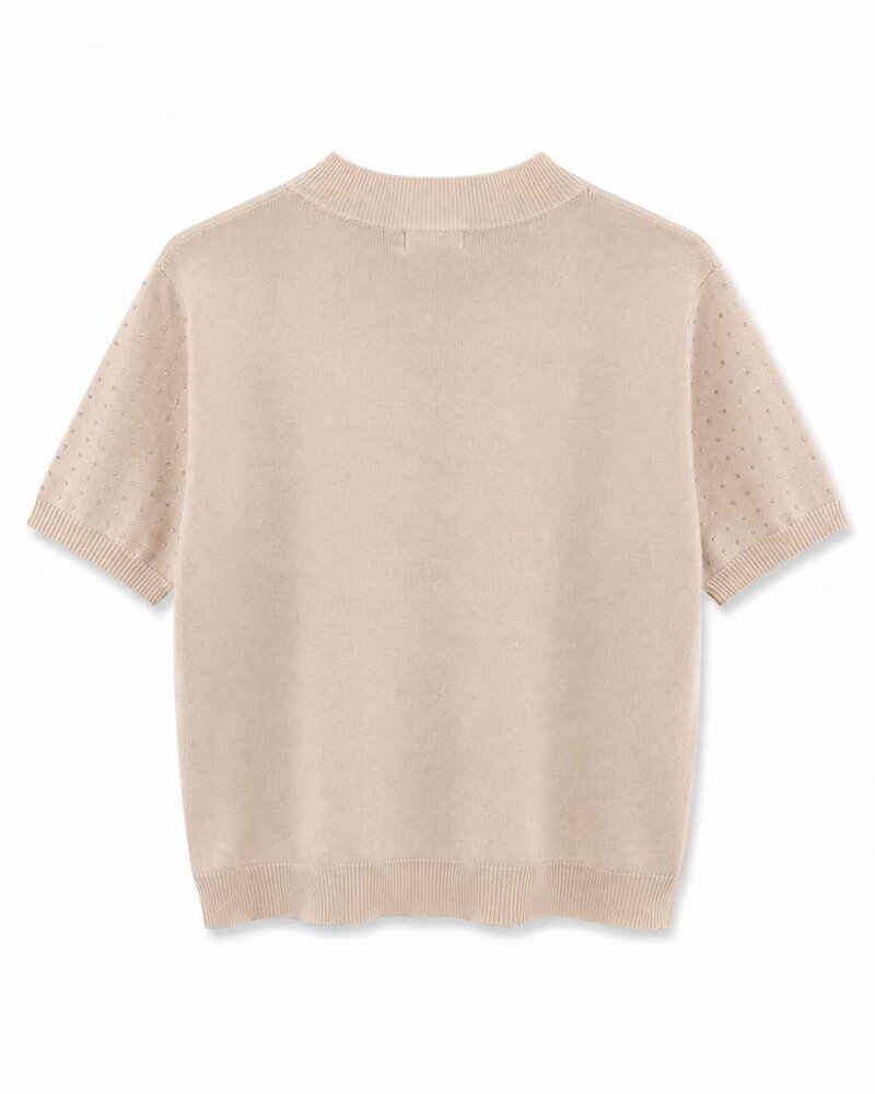 Crystal Tröja med Strass Dam Beige By Clara | Smilebutiken - Caramelle Fashion