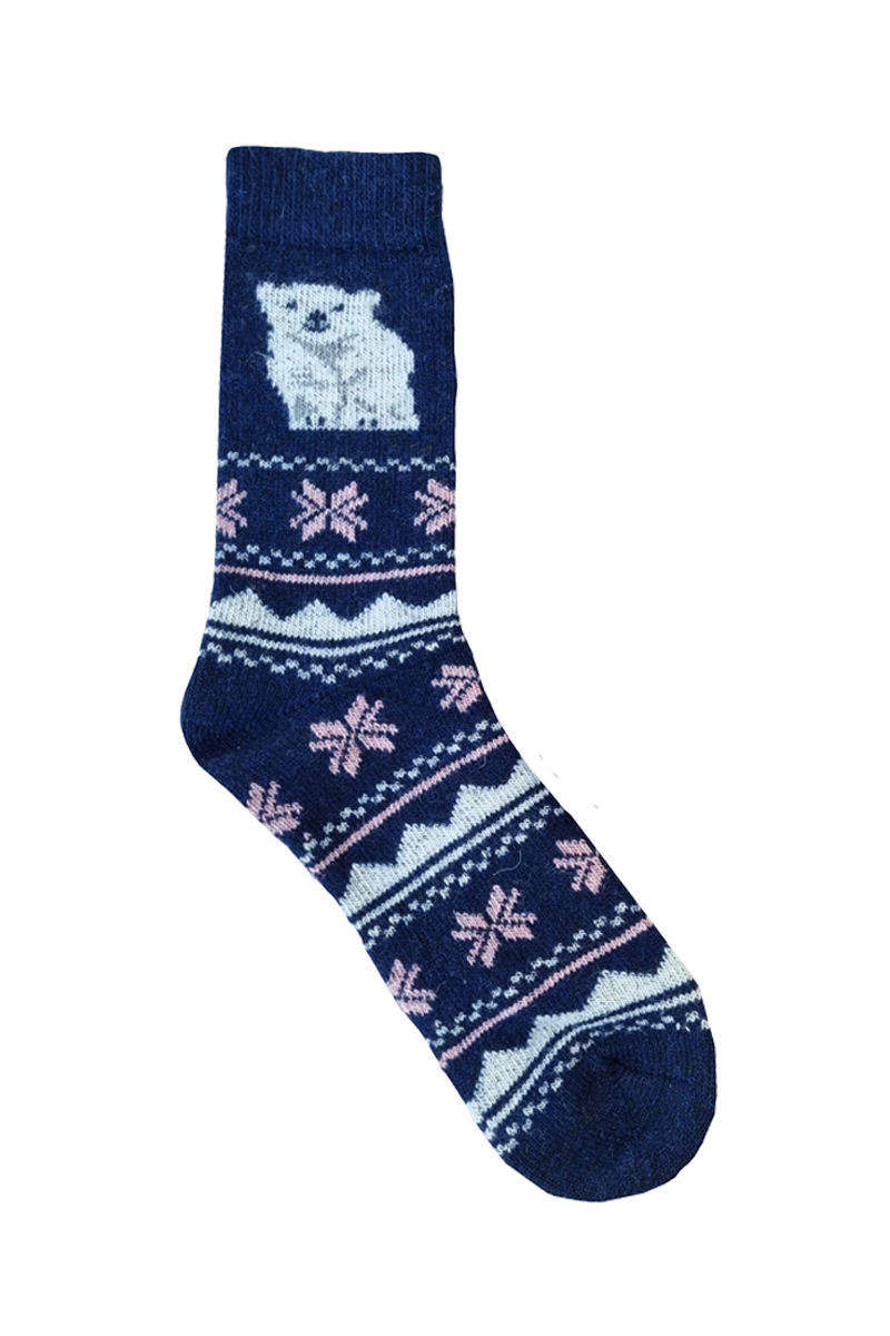 Ullsocka Barn Navy Bear D6Soul