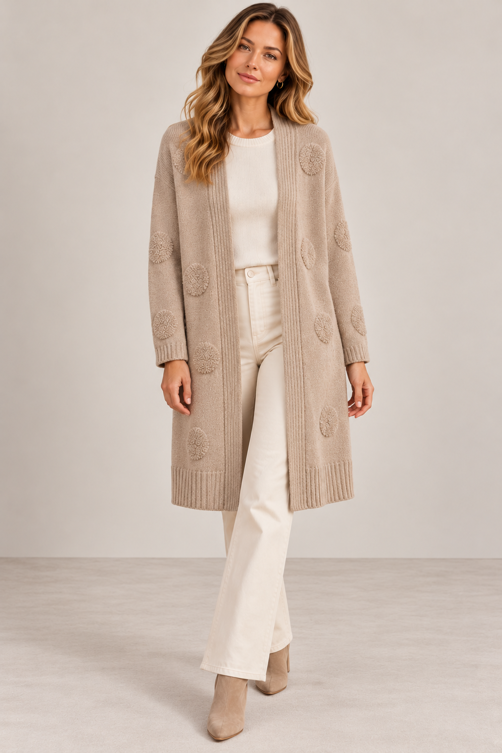 Dagny Långkofta med fickor Dam Beige | Smilebutiken - Caramelle Fashion