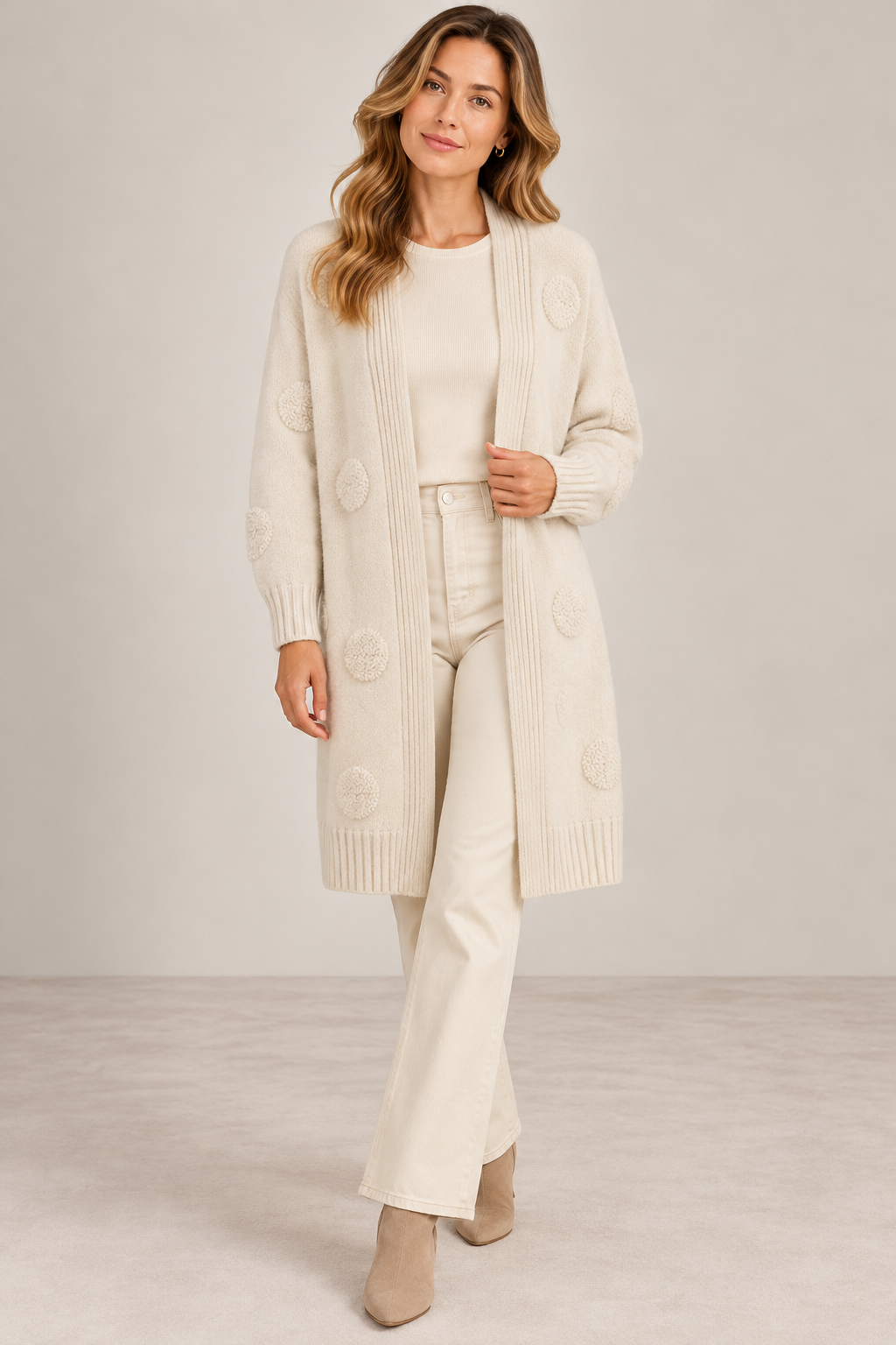 Dagny Långkofta med fickor Dam OffWhite | Smilebutiken - Caramelle Fashion