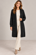 Dagny Långkofta med fickor Dam Svart Black | Smilebutiken - Caramelle Fashion