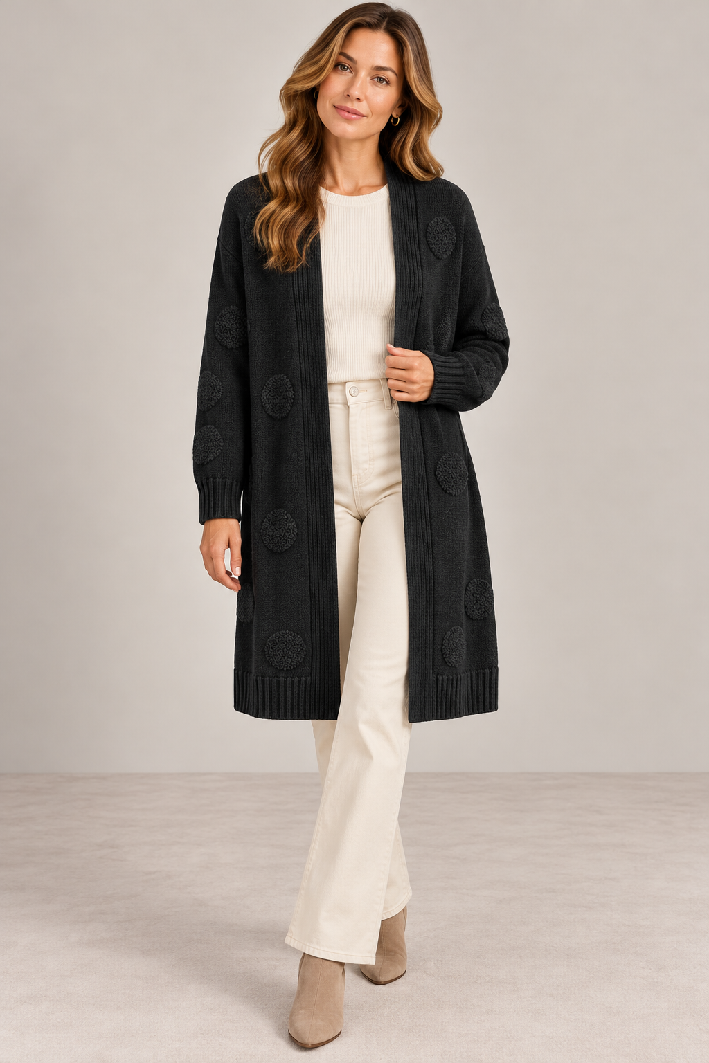 Dagny Långkofta med fickor Dam Svart Black | Smilebutiken - Caramelle Fashion