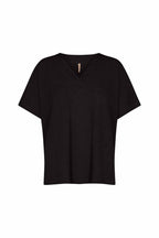 Delia 1 V-neck T-Shirt Women Black | Smilebutiken - Soyaconcept