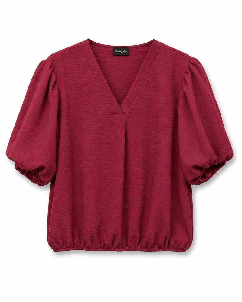 Diane Blus Med Ballongärm Dam Vinröd Bordo Chica London | Smilebutiken - Caramelle Fashion