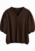 Diane Blus Med Ballongärm Dam Brun Dark Brown | Smilebutiken - Caramelle Fashion