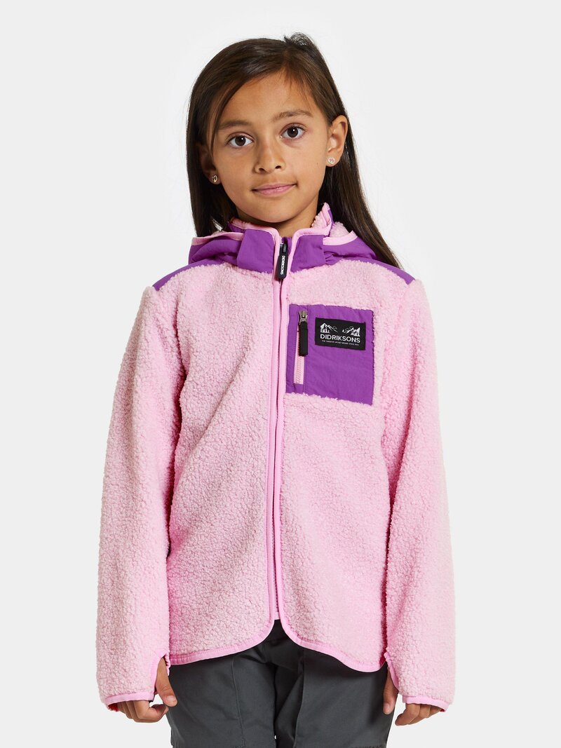 Exa Fleece Jacket Kids Junior Orchid Pink Didriksons