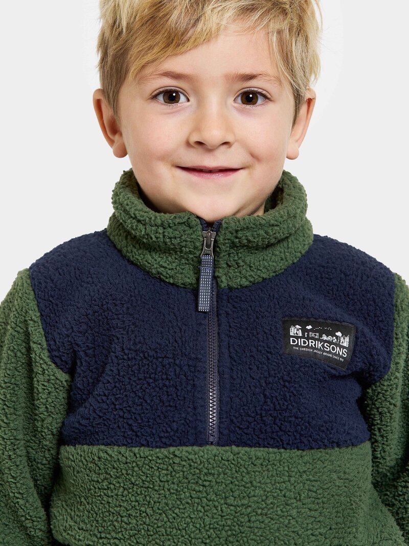 Cozy Fleece Sweater Kids Pine Green Didriksons