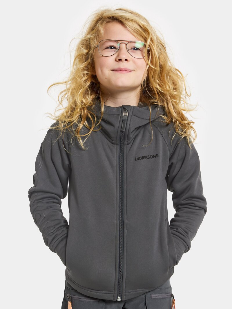 Hekto Fleece Jacket Kids Coal Black Didriksons
