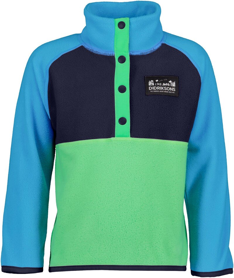 Monte Fleecetröja med knappar Barn Frog Green Didriksons