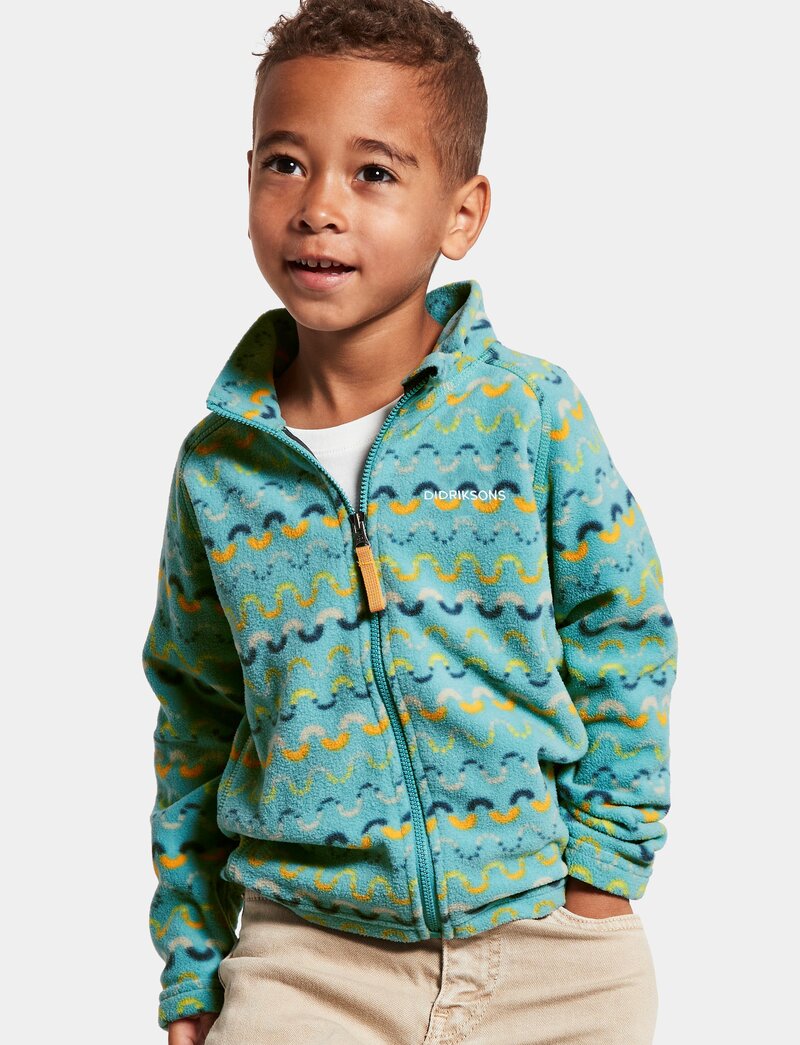 Monte Print Fleece Jacket 6 Kids Turquoise - Didriksons