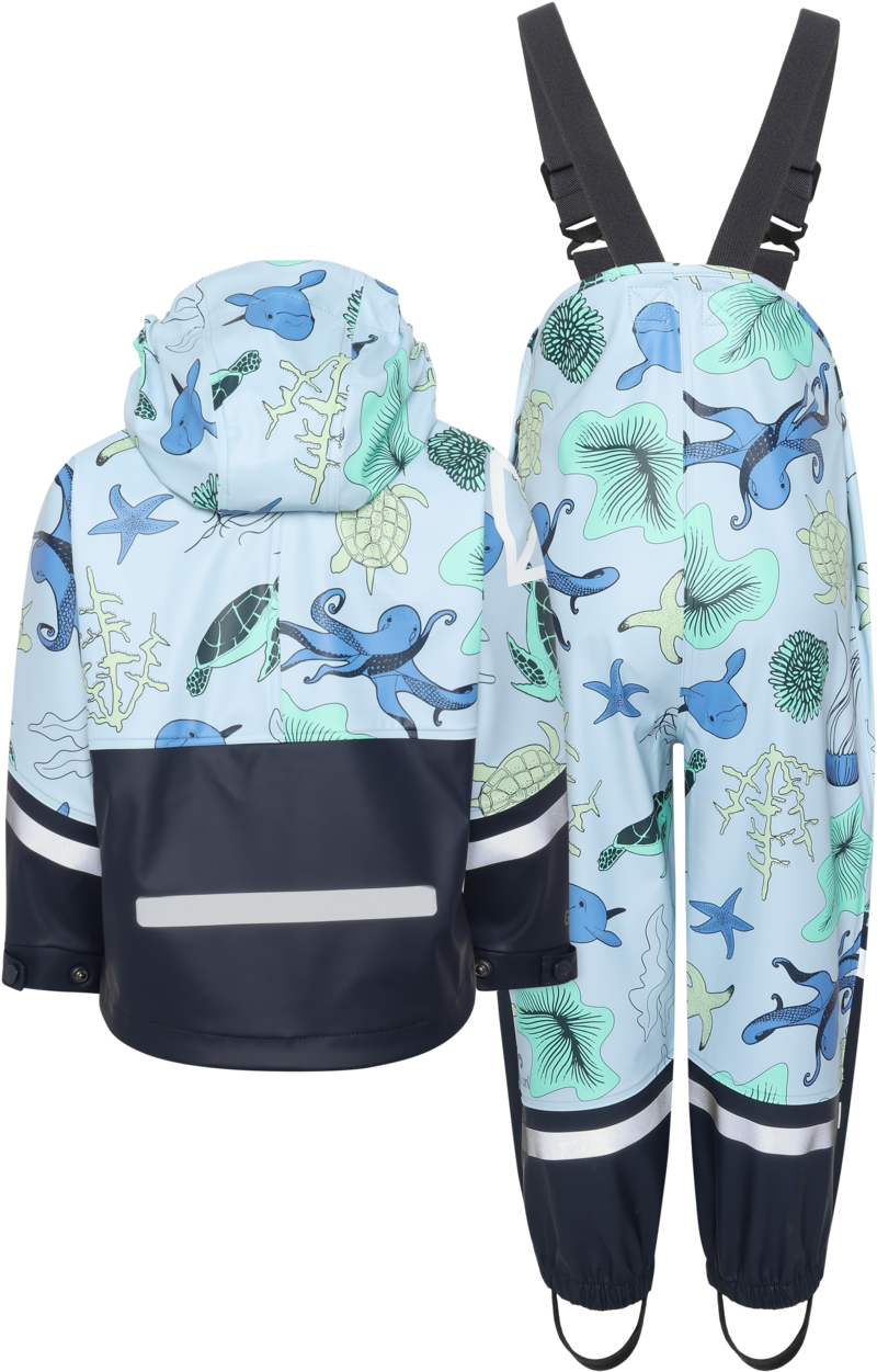 Waterman Unlined Rain Set Kids Ocean Multi Blue Didriksons