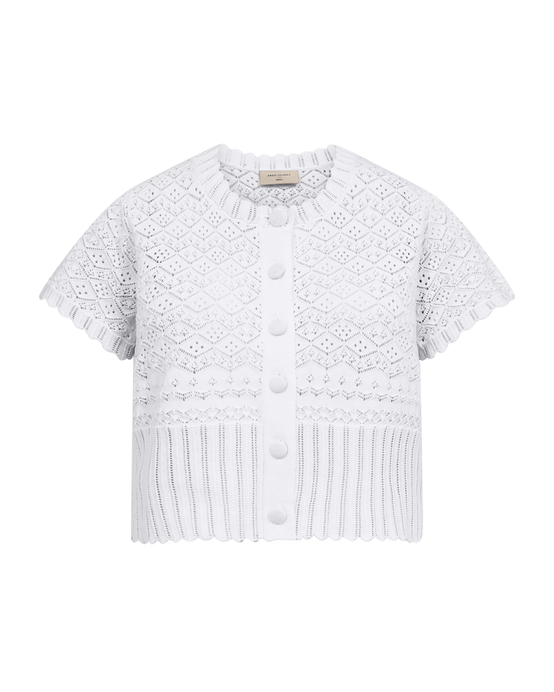 Dodo Short Sleeve Cardigan Women Brilliant White | Smilebutiken - Freequent