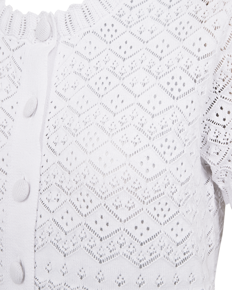 Dodo Short Sleeve Cardigan Women Brilliant White | Smilebutiken - Freequent