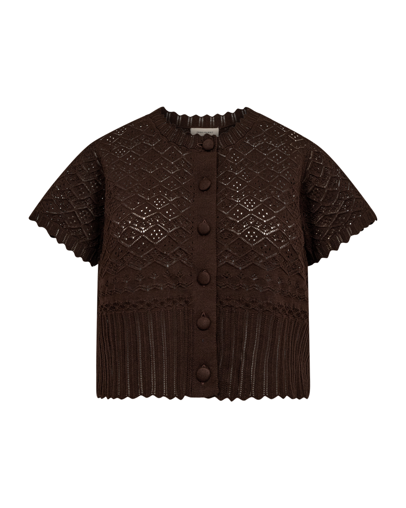 Dodo Short Sleeve Cardigan Women Coffee Bean | Smilebutiken - Freequent