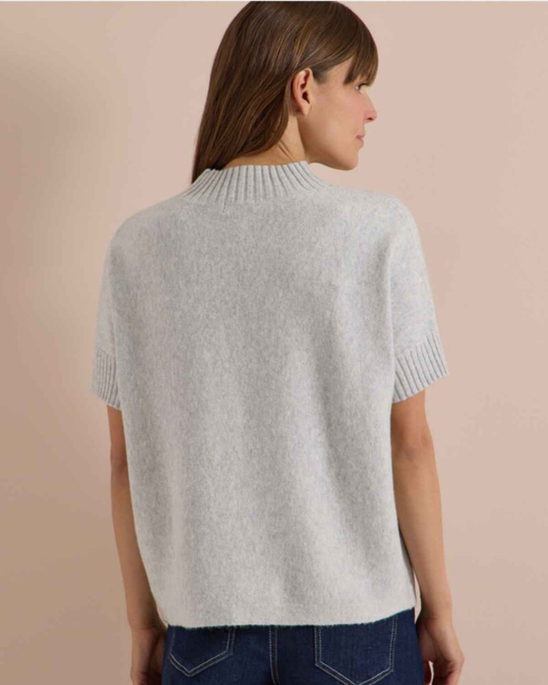 Dolman Kortärmad Stickad Tröja Dam Grå Light Grey Cecil | Smilebutiken - Cecil